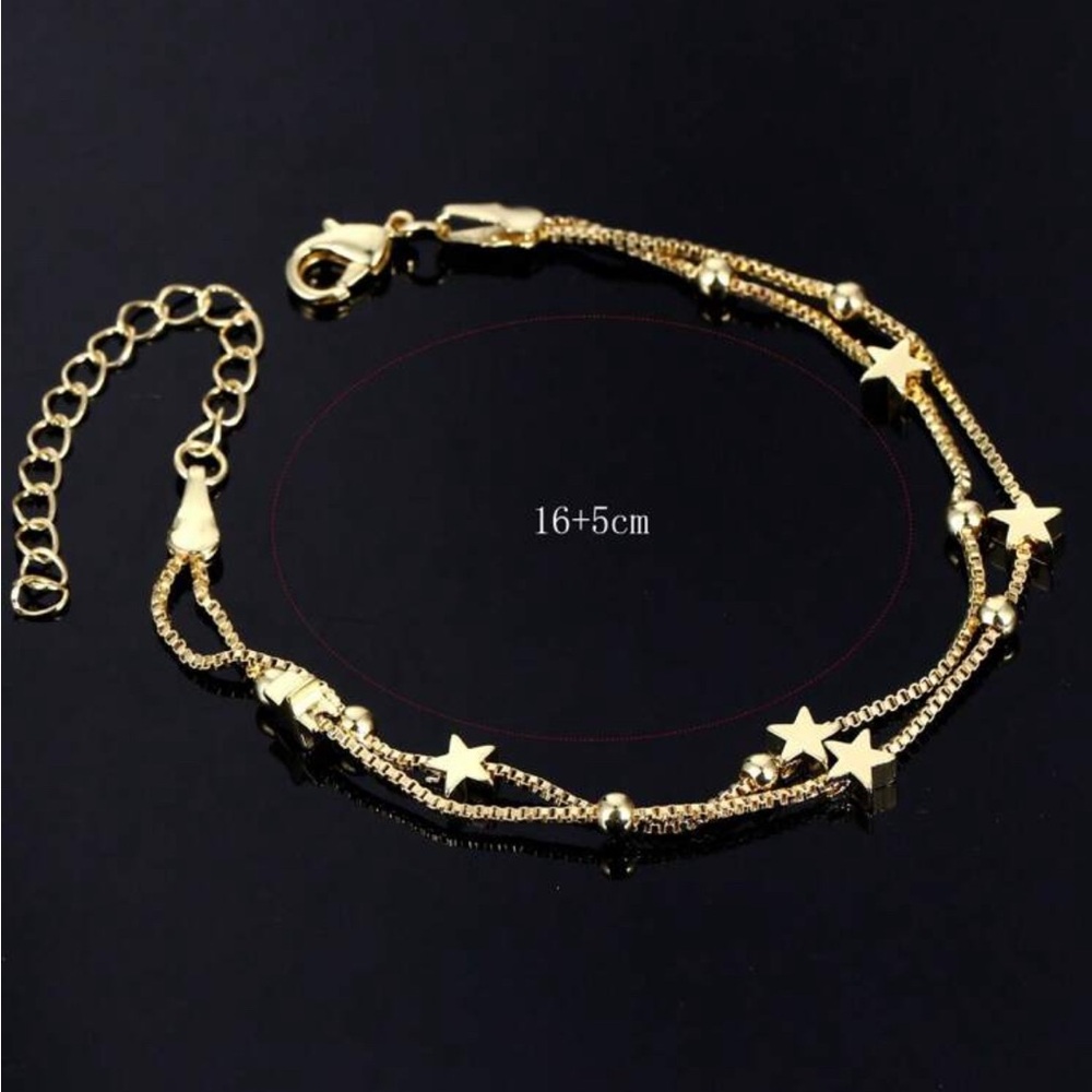Gold Star Double Layered Bracelet - Picture 2 of 4